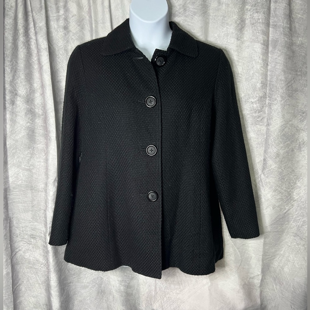 Briggs New York Black Textured Pea Coat - size 16